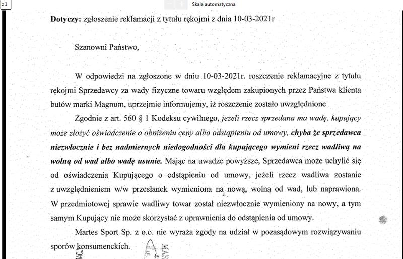 Reklamacja butów