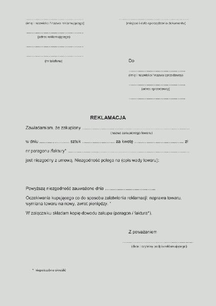 Skuteczne zgłoszenie reklamacji